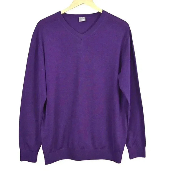 Ping Merino Wool Sweater Purple V-Neck Long Sleeve Size  Large - Picture 1 of 10